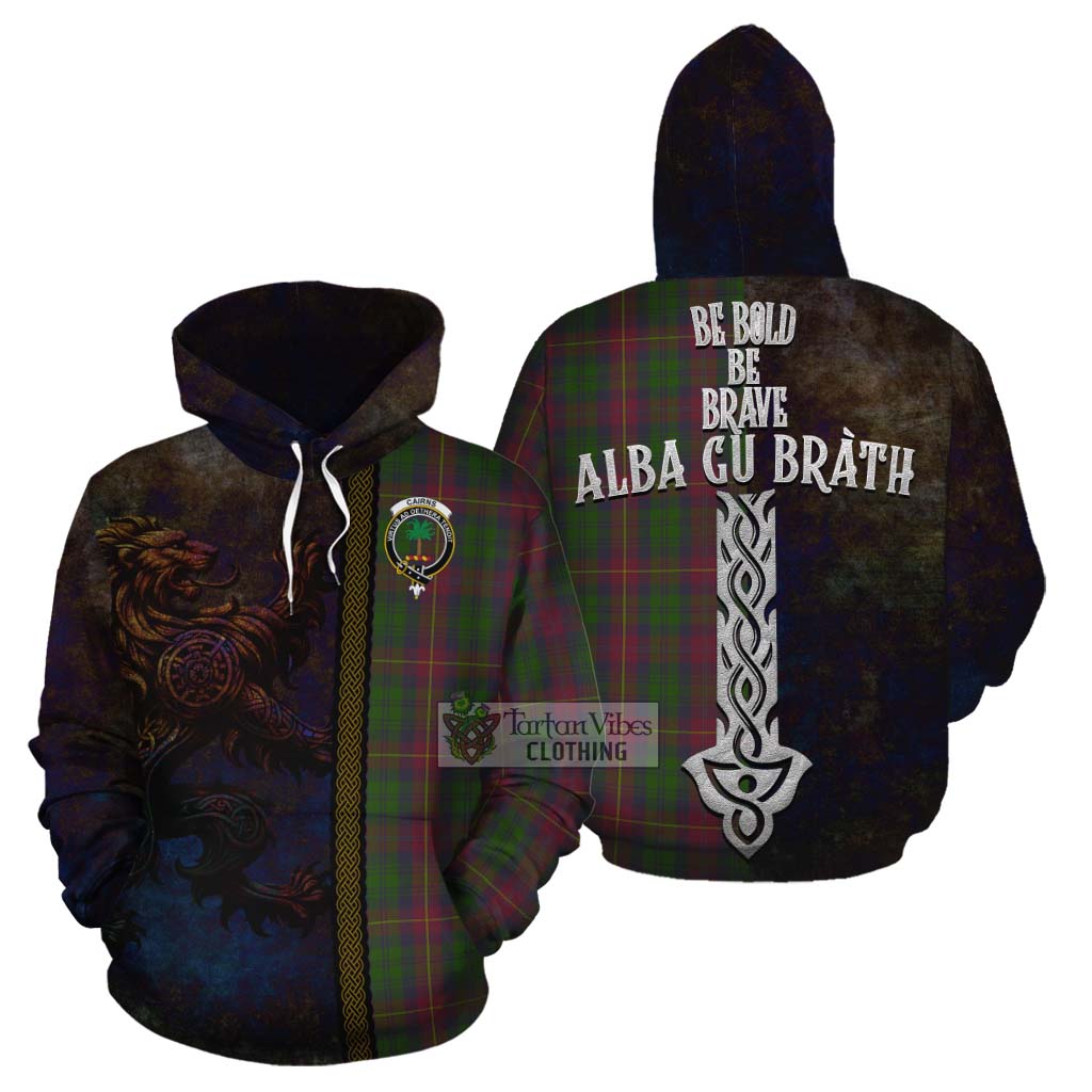 Tartan Vibes Clothing Cairns Tartan Family Crest Cotton Hoodie Alba Gu Brath Be Brave Lion Ancient Style