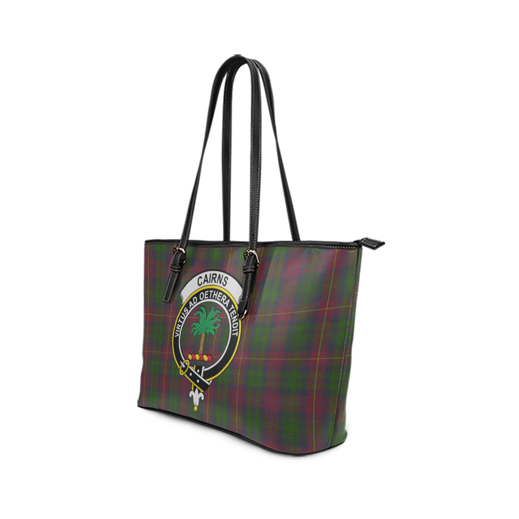 Cairns Tartan Leather Tote Bag with Family Crest - Tartan Vibes Clothing