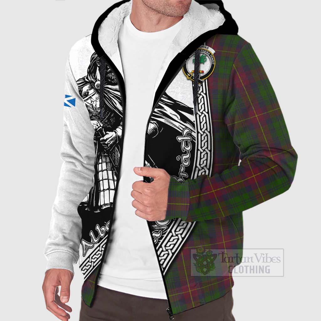 Tartan Vibes Clothing Cairns Tartan Clan Crest Sherpa Hoodie with Highlander Warrior Celtic Style