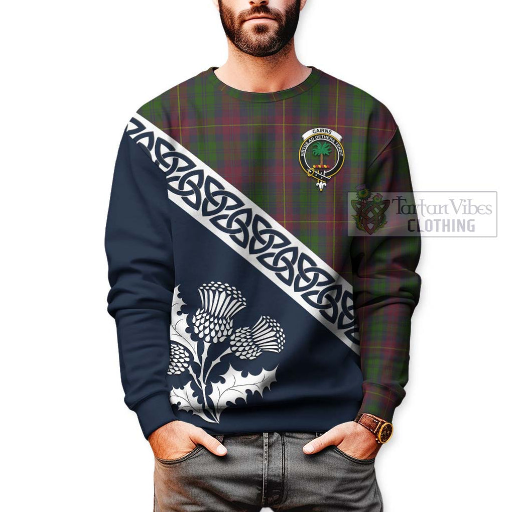 Cairns Tartan Sweatshirt Featuring Thistle and Scotland Map - Tartan Vibes Clothing