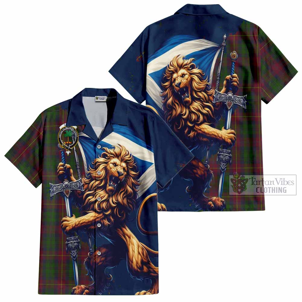 Cairns Tartan Family Crest Hawaiian Shirt with Scottish Majestic Lion - Tartan Vibes Clothing