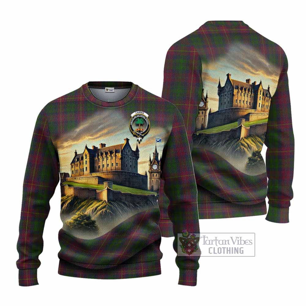 Cairns Tartan Family Crest Knitted Sweater with Scottish Ancient Castle Style - Tartan Vibes Clothing