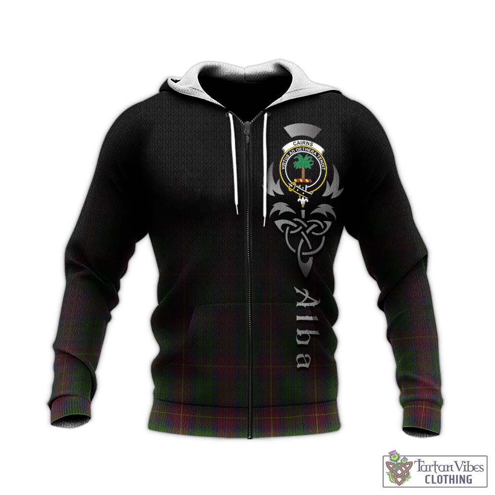 Tartan Vibes Clothing Cairns Tartan Knitted Hoodie Featuring Alba Gu Brath Family Crest Celtic Inspired