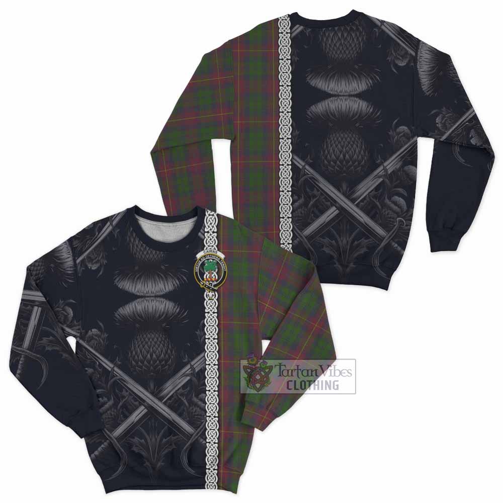 Cairns Tartan Sweatshirt with Family Crest Cross Sword Thistle Celtic Vibes - Tartan Vibes Clothing