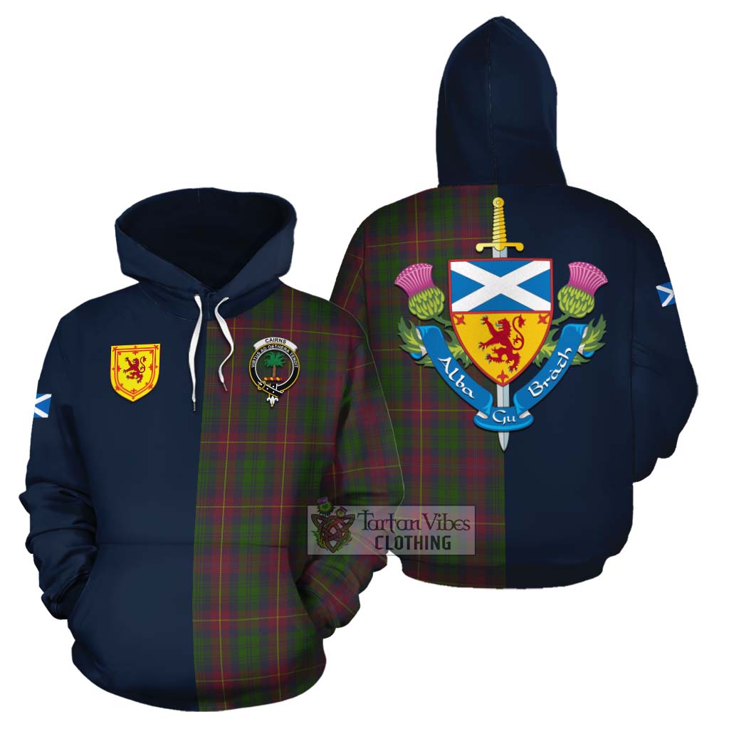 Tartan Vibes Clothing Cairns Tartan Cotton Hoodie Alba with Scottish Lion Royal Arm Half Style