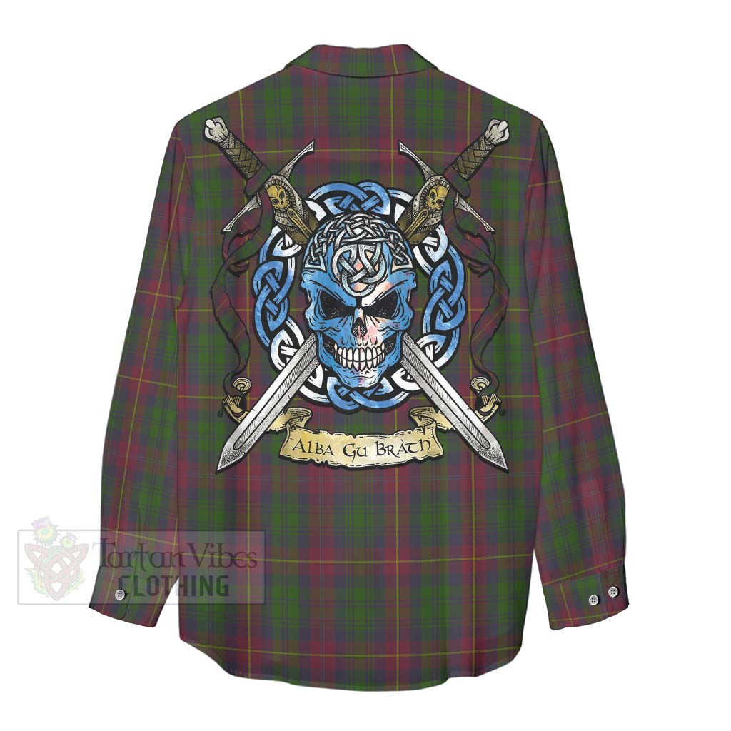 Cairns Tartan Women's Casual Shirt with Family Crest Celtic Skull Style - Tartan Vibes Clothing