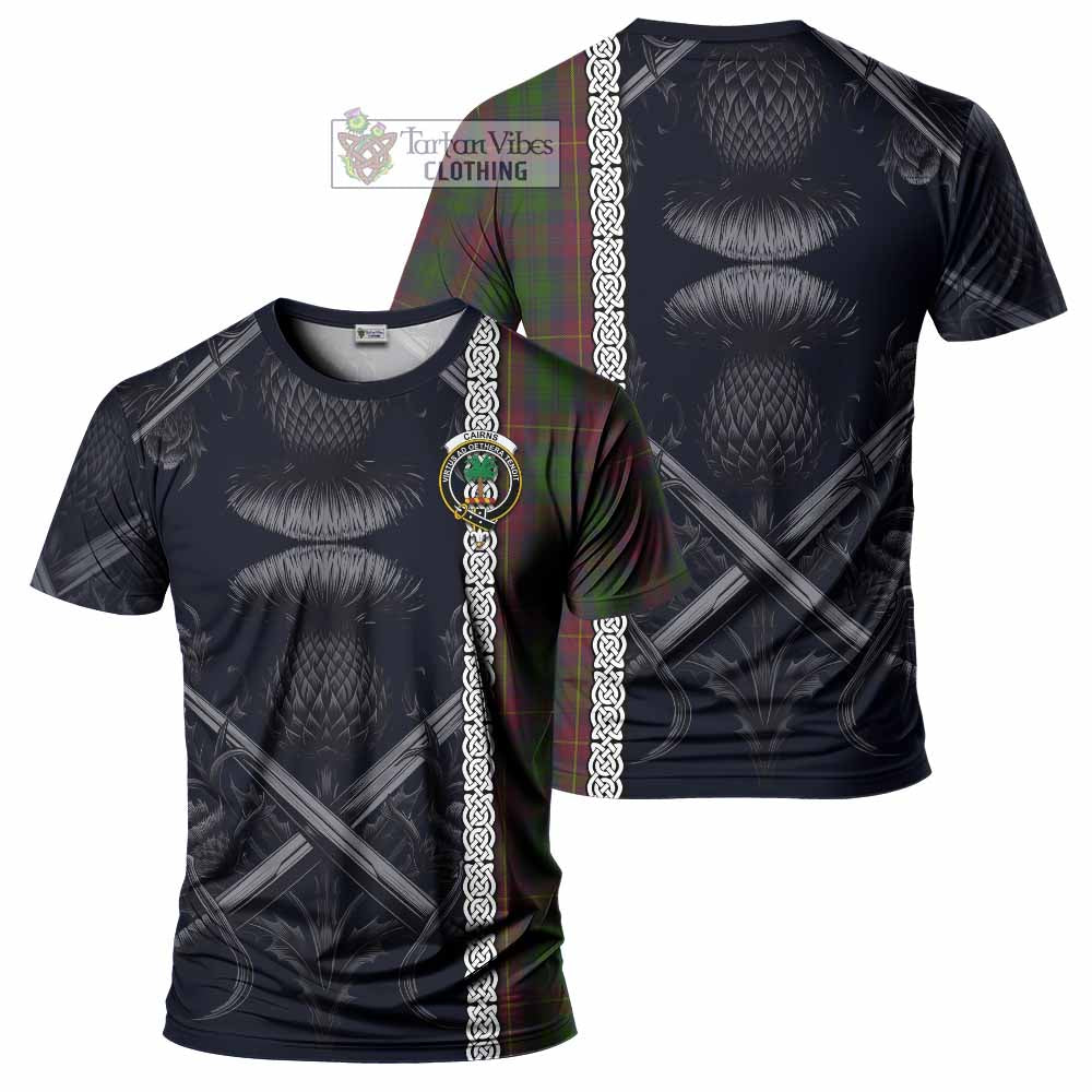 Cairns Tartan T-Shirt with Family Crest Cross Sword Thistle Celtic Vibes - Tartan Vibes Clothing