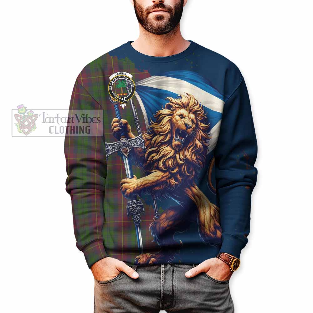 Cairns Tartan Family Crest Sweatshirt with Scottish Majestic Lion - Tartan Vibes Clothing