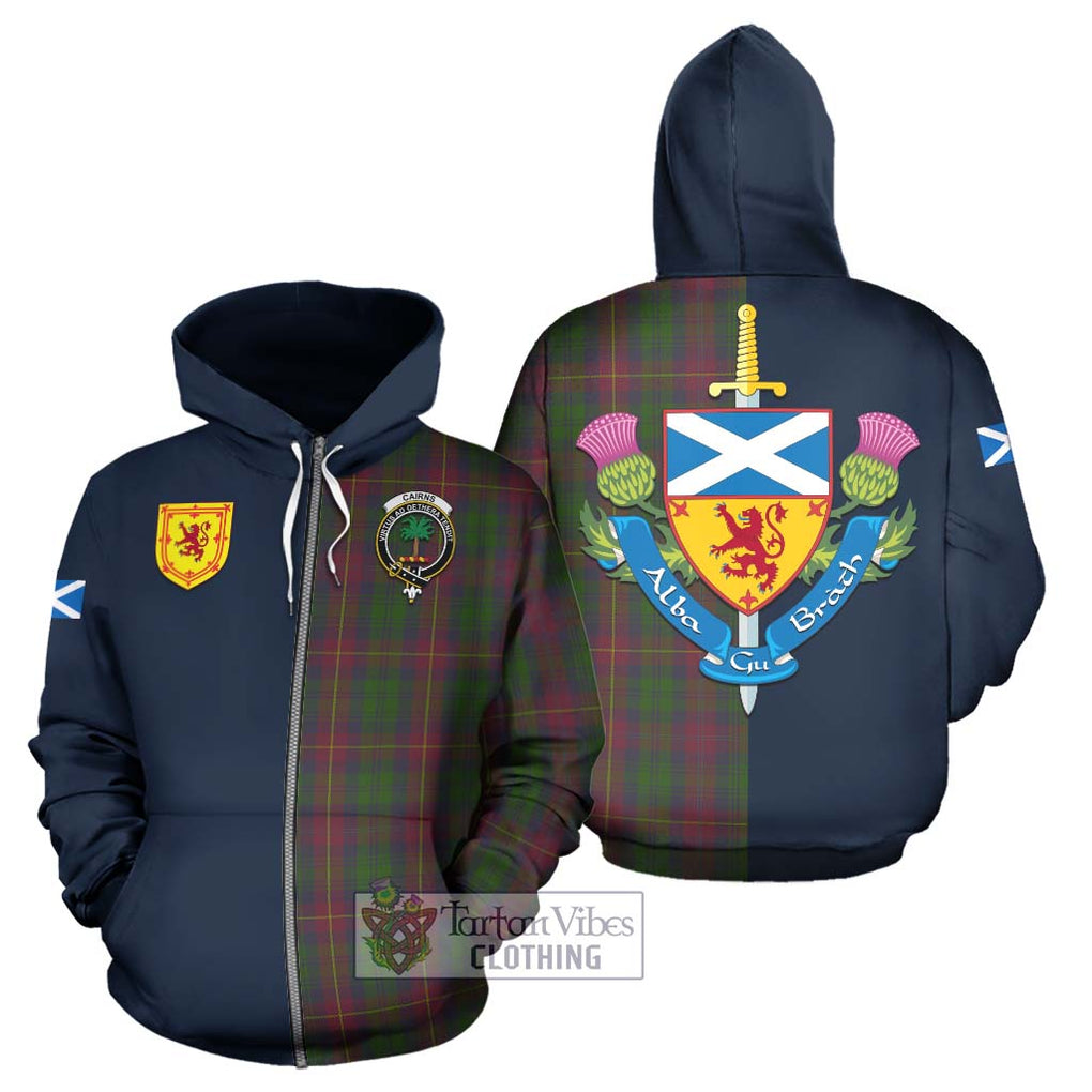 Cairns Tartan Hoodie Alba with Scottish Lion Royal Arm Half Style - Tartan Vibes Clothing