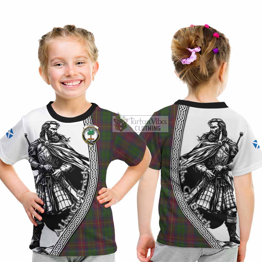 Cairns Tartan Clan Crest Kid T-Shirt with Highlander Warrior Celtic Style - Tartan Vibes Clothing