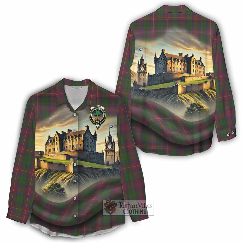 Cairns Tartan Family Crest Women's Casual Shirt with Scottish Ancient Castle Style - Tartan Vibes Clothing