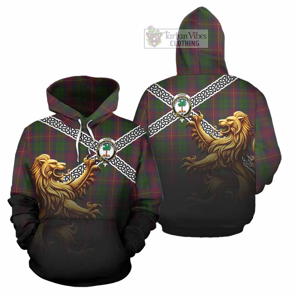 Cairns Crest Tartan Hoodie with Golden Lion Emblem Celtic Style - Tartan Vibes Clothing