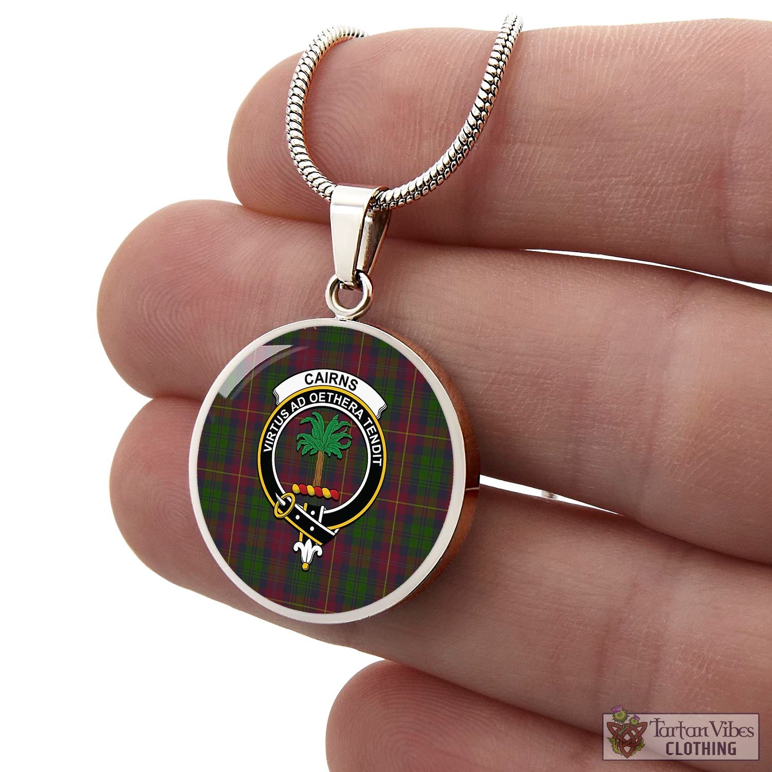 Cairns Tartan Circle Necklace with Family Crest - Tartan Vibes Clothing