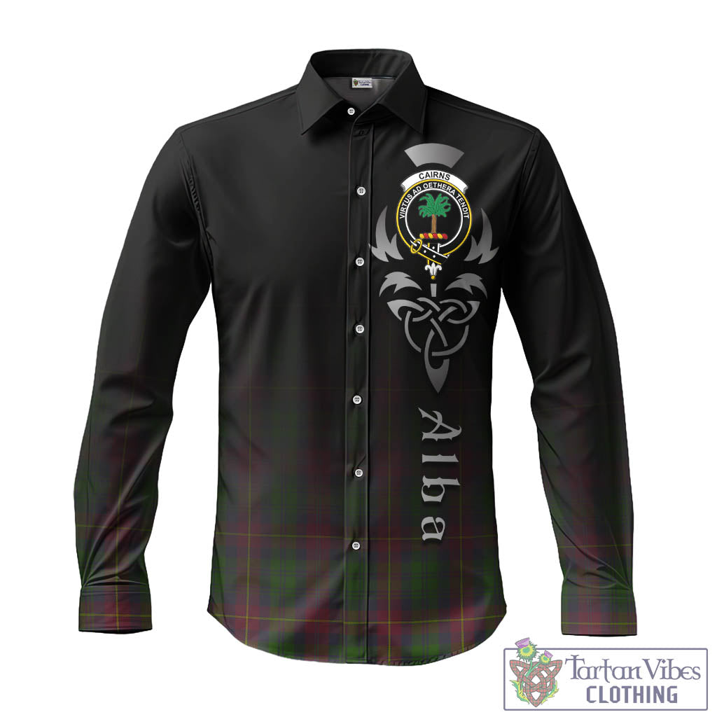 Tartan Vibes Clothing Cairns Tartan Long Sleeve Button Up Featuring Alba Gu Brath Family Crest Celtic Inspired