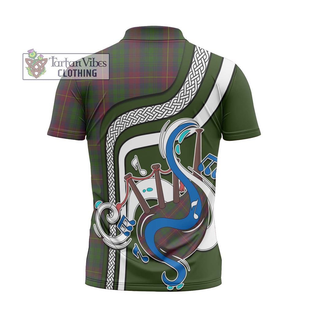 Cairns Tartan Zipper Polo Shirt with Epic Bagpipe Style - Tartanvibesclothing Shop