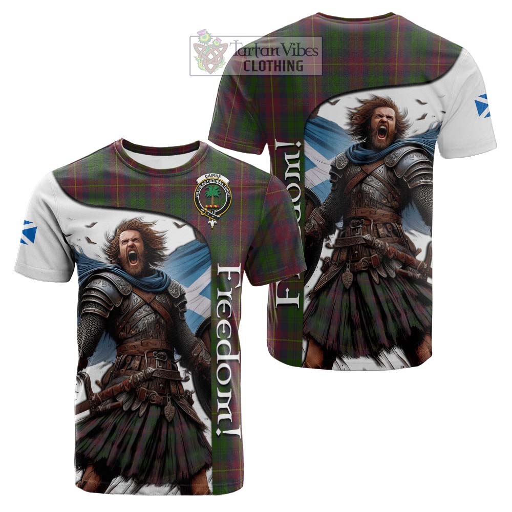 Tartan Vibes Clothing Cairns Crest Tartan Cotton T-shirt Inspired by the Freedom of Scottish Warrior