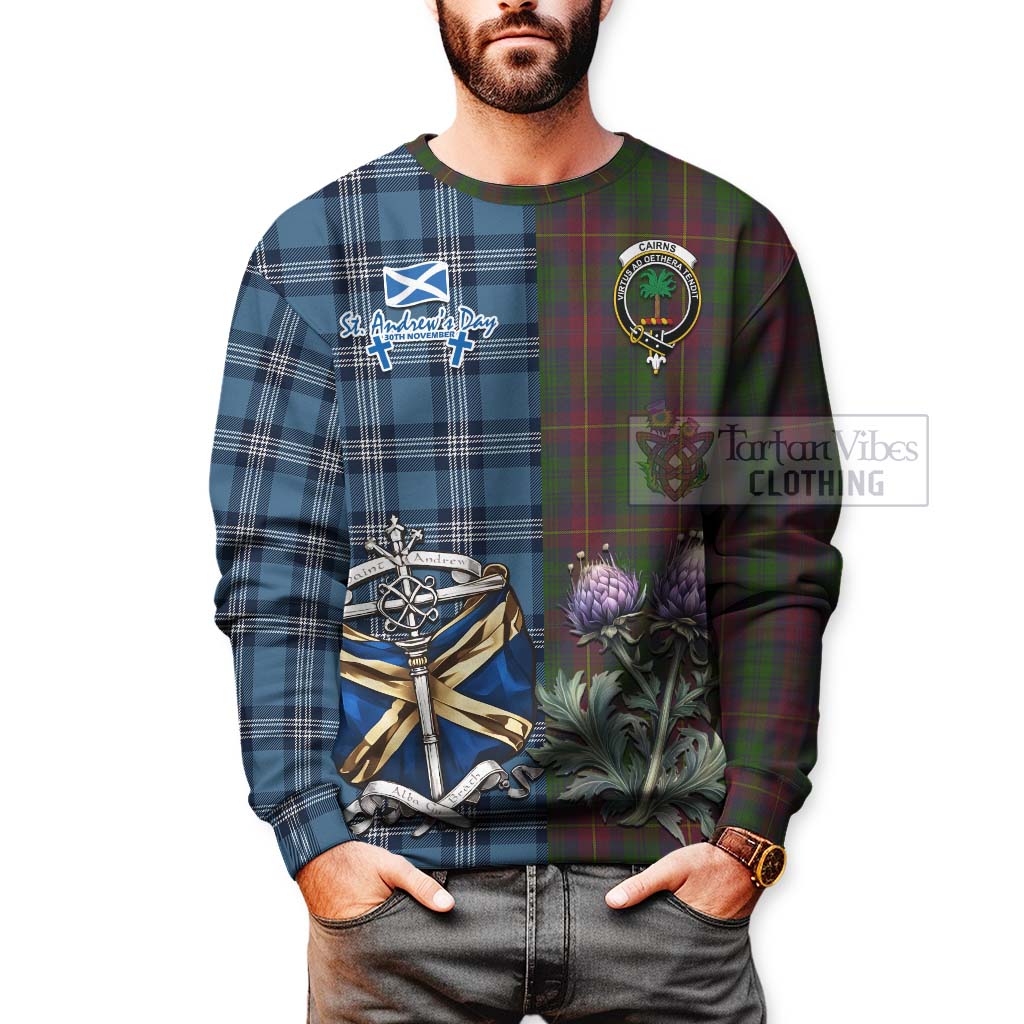 Cairns Tartan Sweatshirt Happy St. Andrew's Day Half Tartan Style - Tartan Vibes Clothing