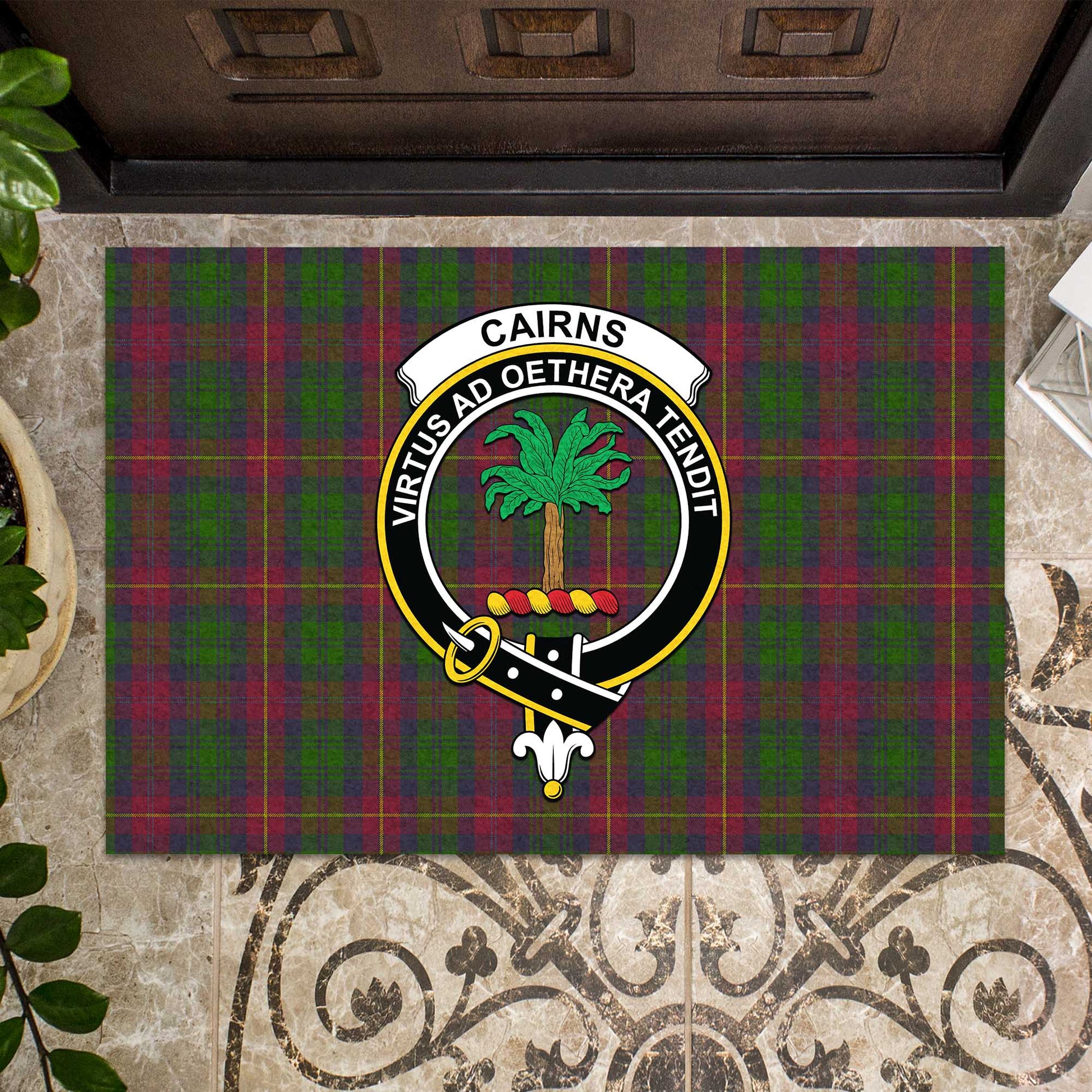 Cairns Tartan Rubber Doormat with Family Crest - Tartan Vibes Clothing