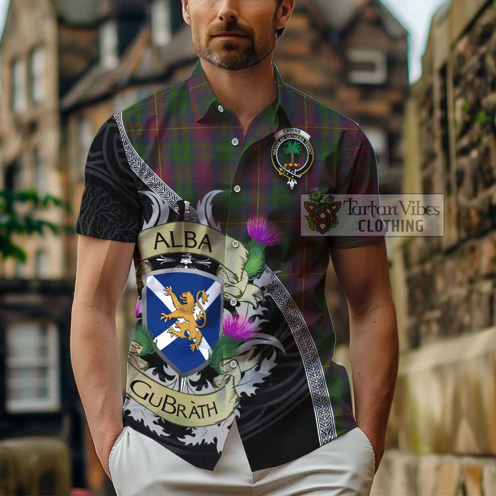 Cairns Tartan Family Crest Hawaiian Shirt Lion Rampant Royal Thistle Shield Celtic Inspired - Tartan Vibes Clothing