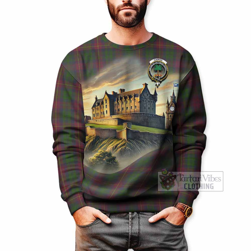 Cairns Tartan Family Crest Sweatshirt with Scottish Ancient Castle Style - Tartan Vibes Clothing