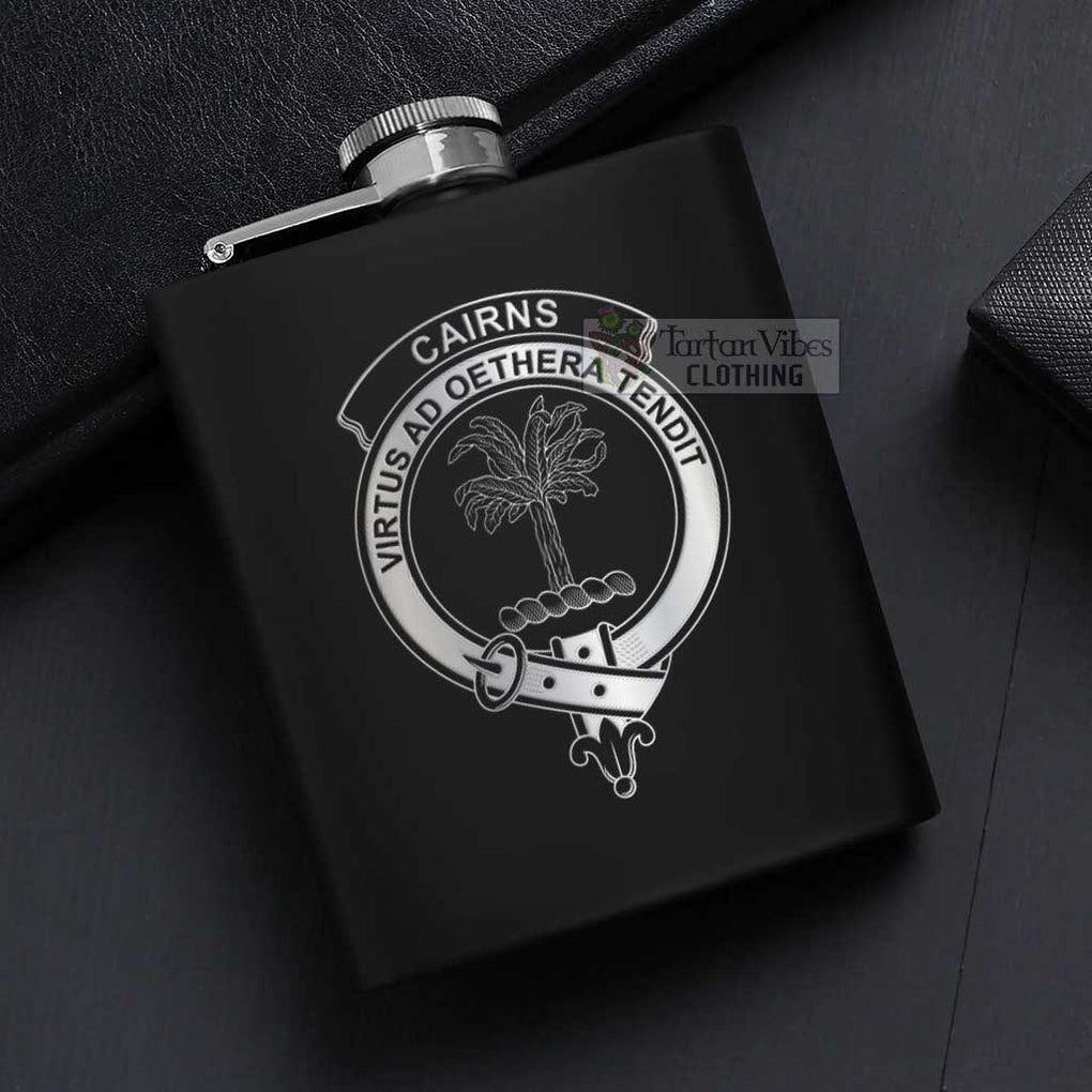 Cairns Crest Hip Flask Set 7oz Black Stainless Steel with A Gift Box - 2D-tartanvibesclothing