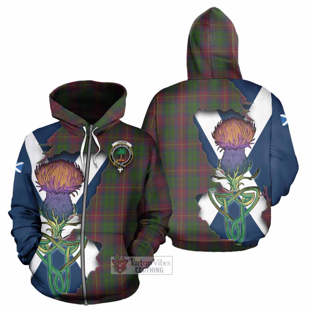 Tartan Vibes Clothing Cairns Tartan Family Crest Hoodie Scottish Thistle Celtic Inspired