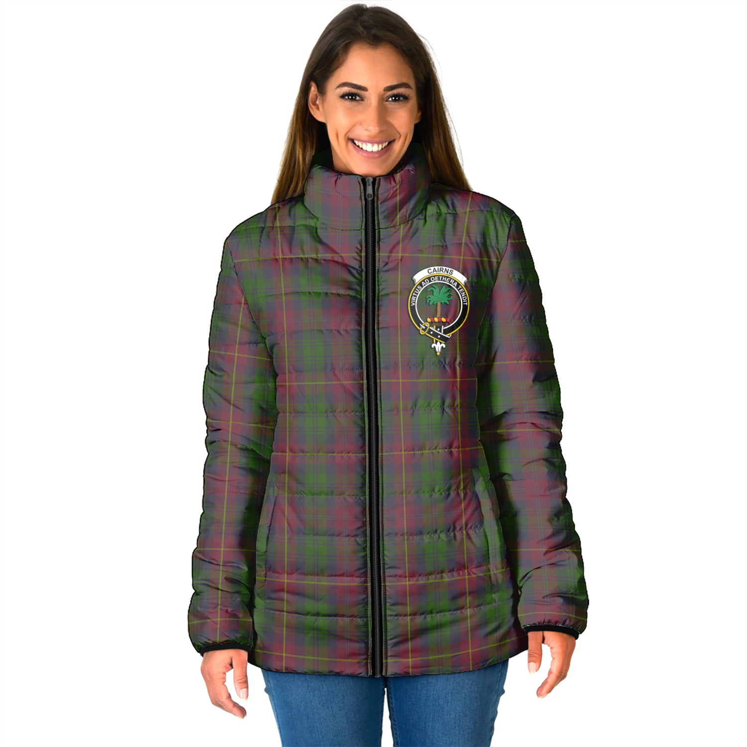 Cairns Tartan Padded Jacket with Family Crest - Tartan Vibes Clothing