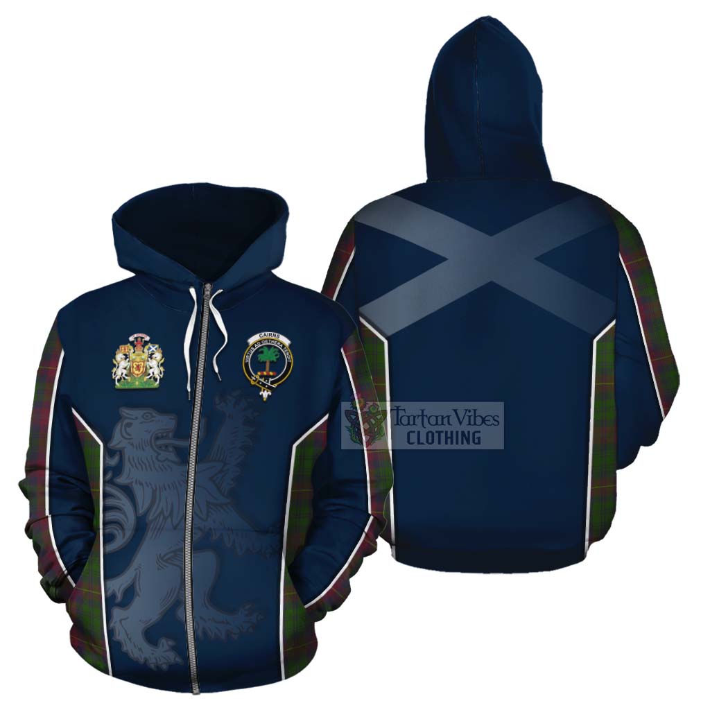 Tartan Vibes Clothing Cairns Tartan Cotton Hoodie with Family Crest and Lion Rampant Vibes Sport Style