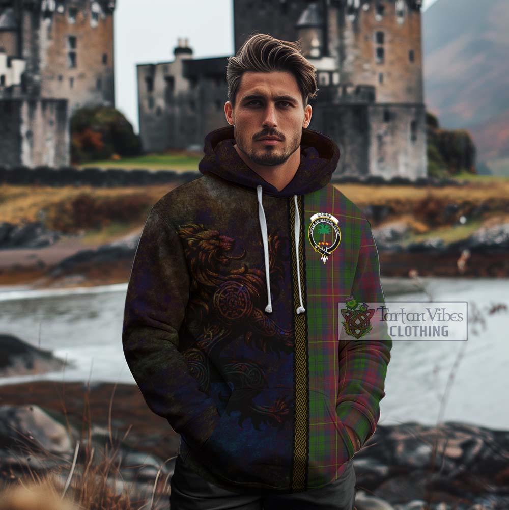 Tartan Vibes Clothing Cairns Tartan Family Crest Cotton Hoodie Alba Gu Brath Be Brave Lion Ancient Style