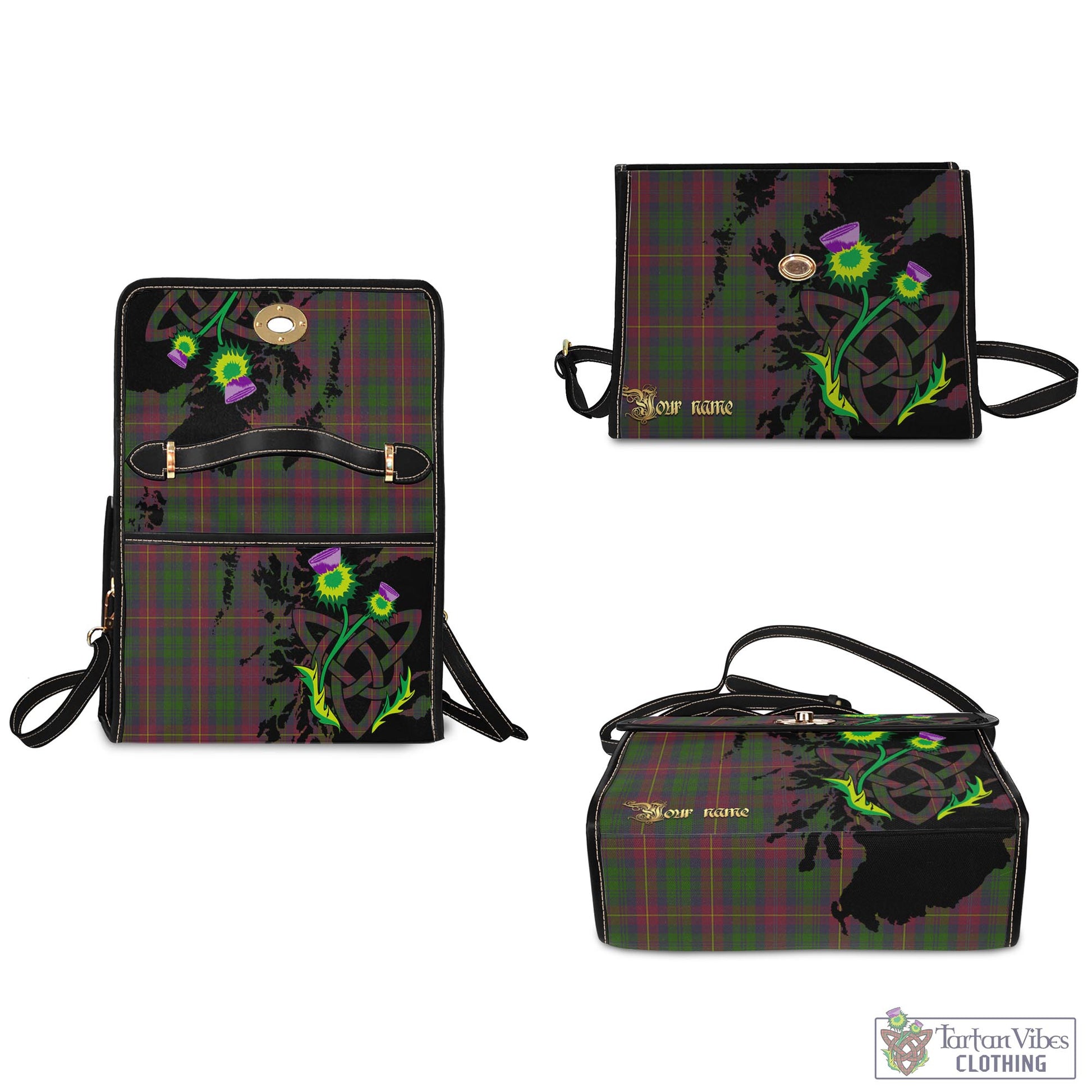 Tartan Vibes Clothing Cairns Tartan Waterproof Canvas Bag with Scotland Map and Thistle Celtic Accents