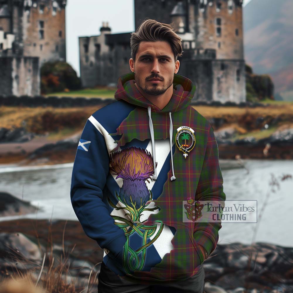 Tartan Vibes Clothing Cairns Tartan Family Crest Cotton Hoodie Scottish Thistle Celtic Inspired
