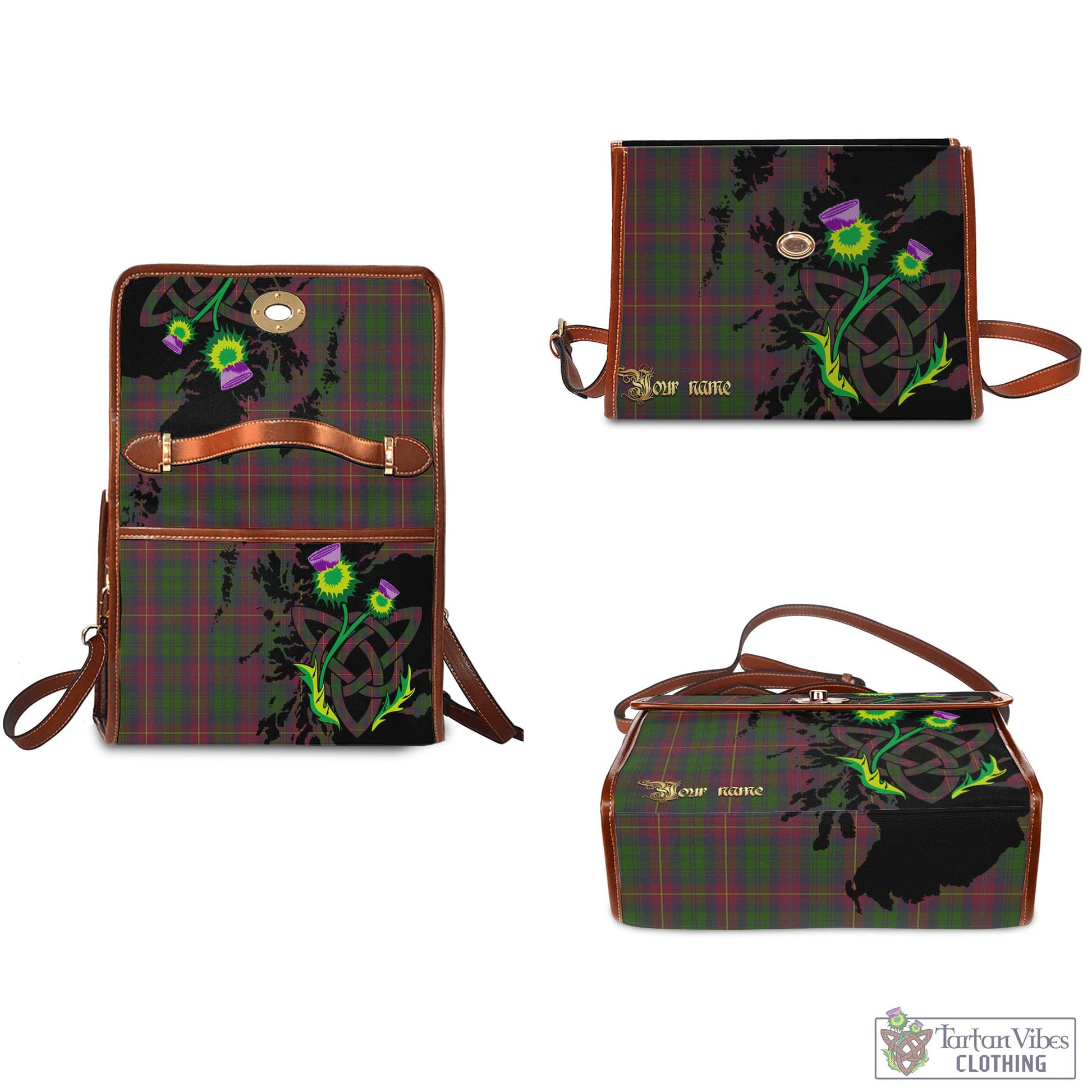 Tartan Vibes Clothing Cairns Tartan Waterproof Canvas Bag with Scotland Map and Thistle Celtic Accents