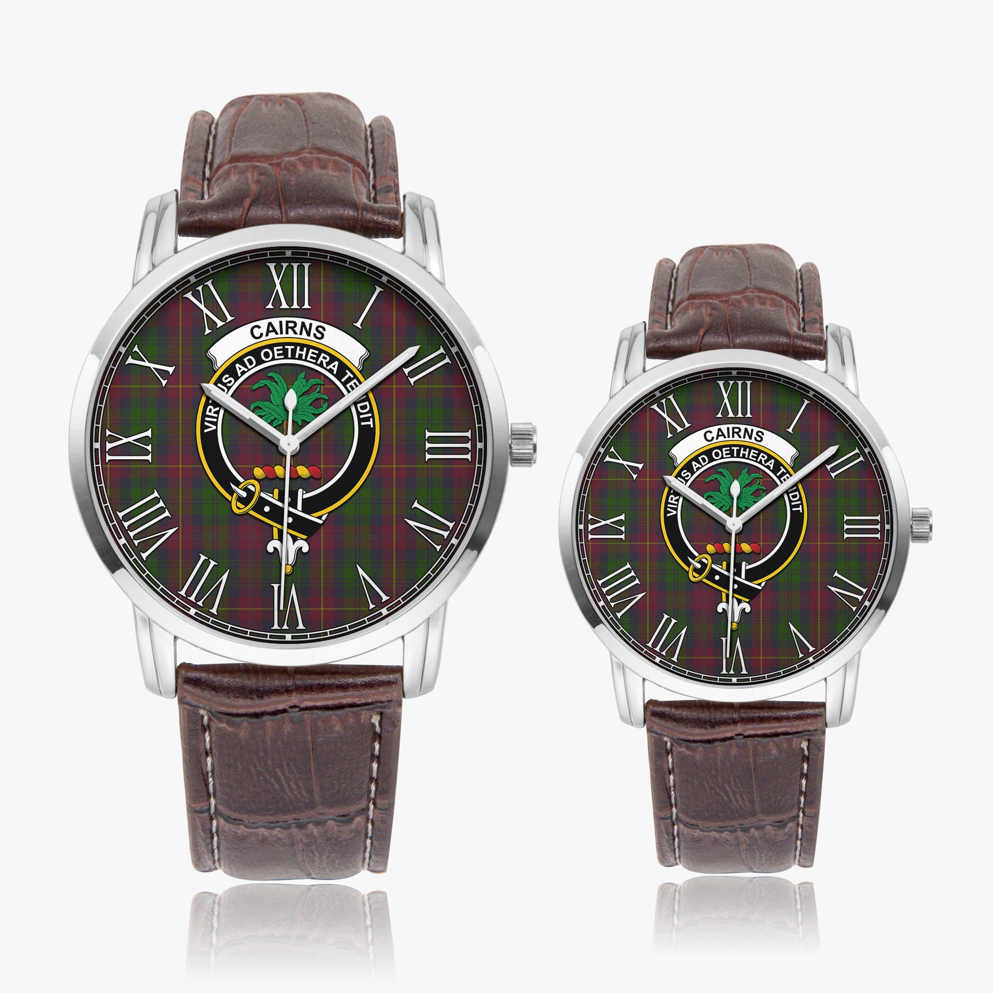 Cairns Tartan Family Crest Leather Strap Quartz Watch - Tartan Vibes Clothing