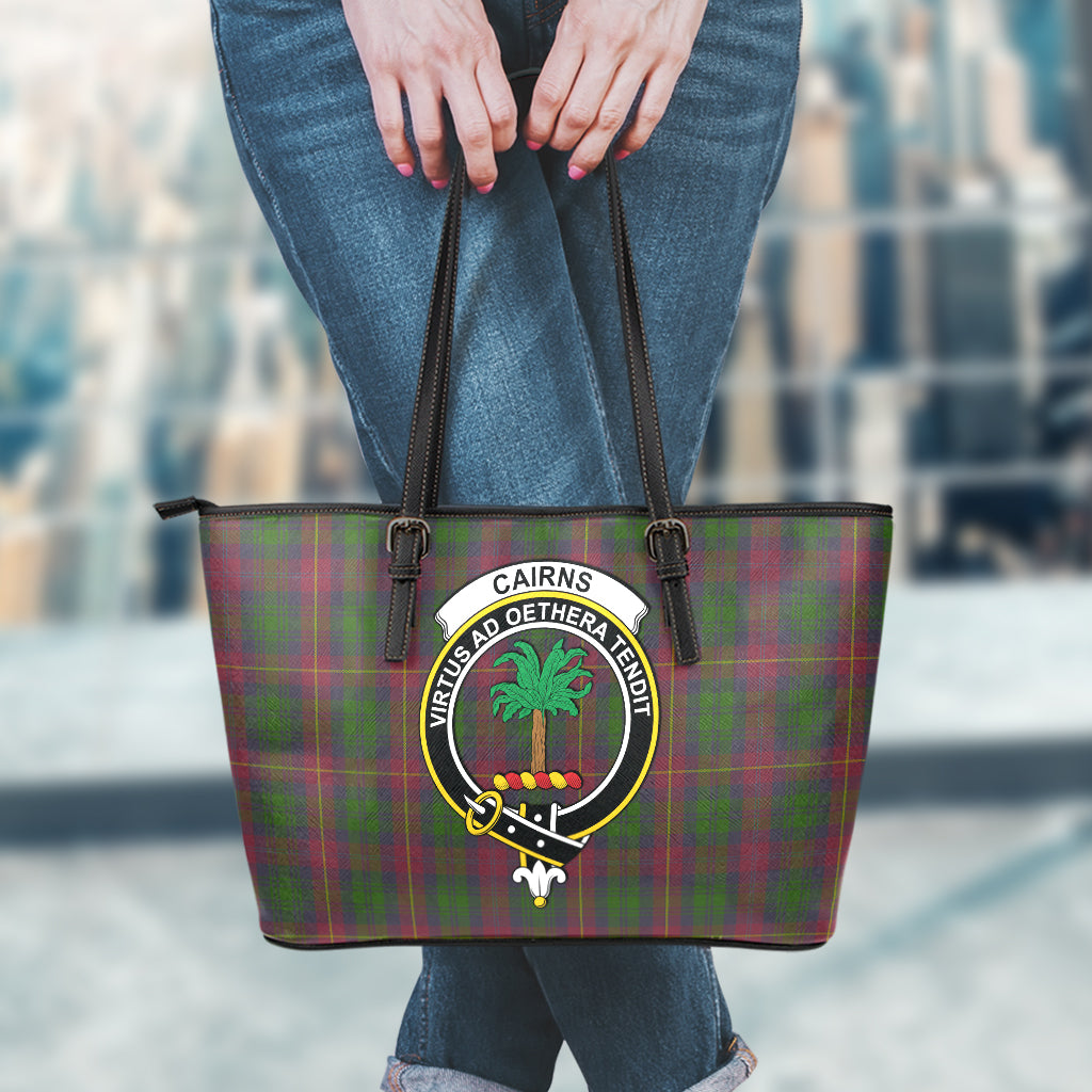 Cairns Tartan Leather Tote Bag with Family Crest - Tartan Vibes Clothing
