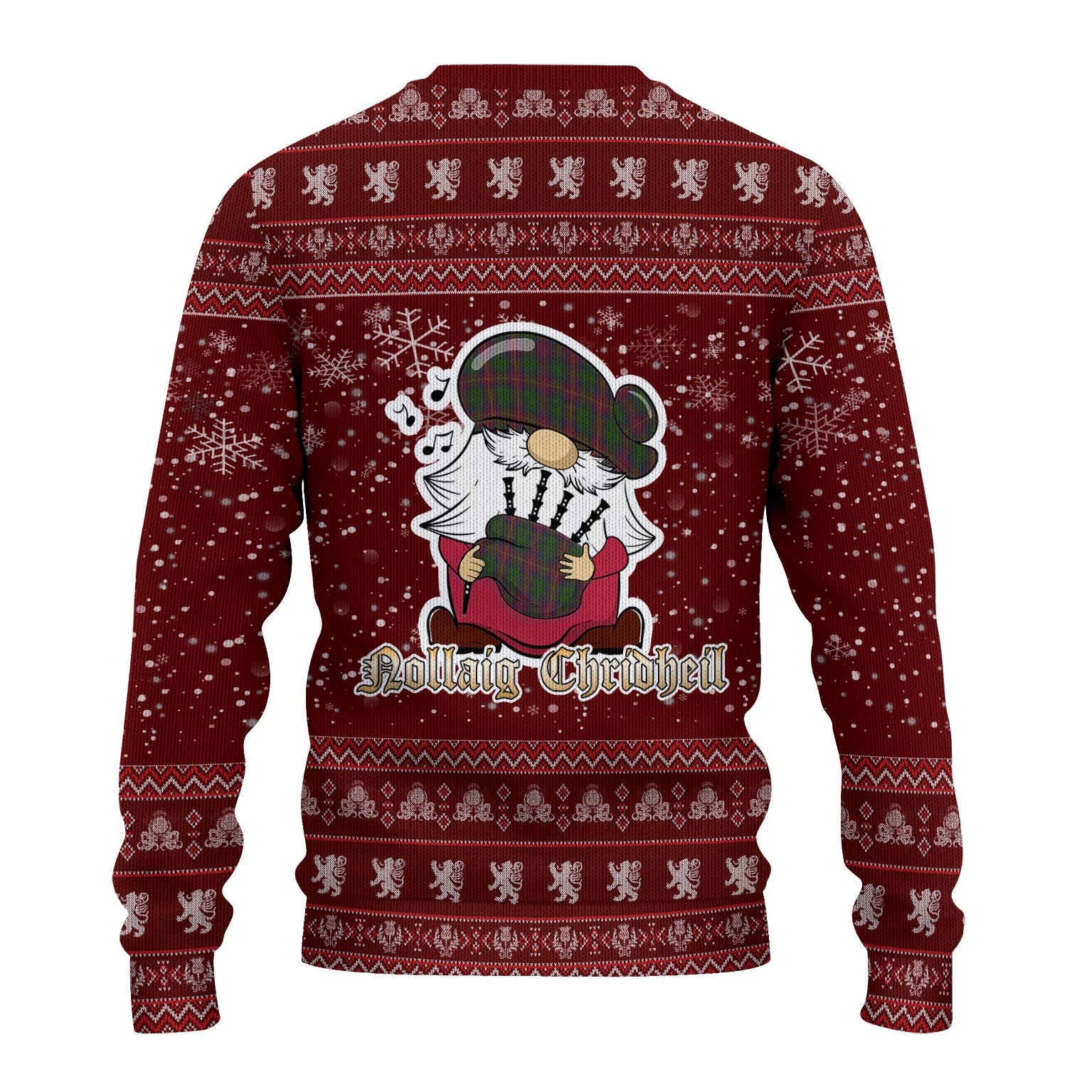 Cairns Clan Christmas Family Knitted Sweater with Funny Gnome Playing Bagpipes - Tartanvibesclothing
