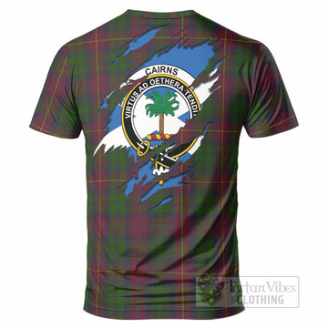 Cairns Clan Crest In Me Tartan T-Shirt Scotland Flag Style