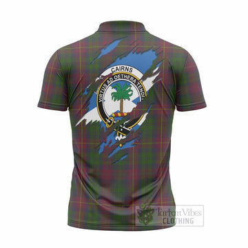 Cairns Clan Crest In Me Tartan Zipper Polo Shirt Scotland Flag Style
