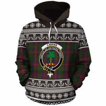 Cairns Clan Tartan Christmas Cotton Hoodie with Family Crest - Tartan Vibes Clothing