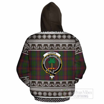 Cairns Clan Tartan Christmas Cotton Hoodie with Family Crest - Tartan Vibes Clothing