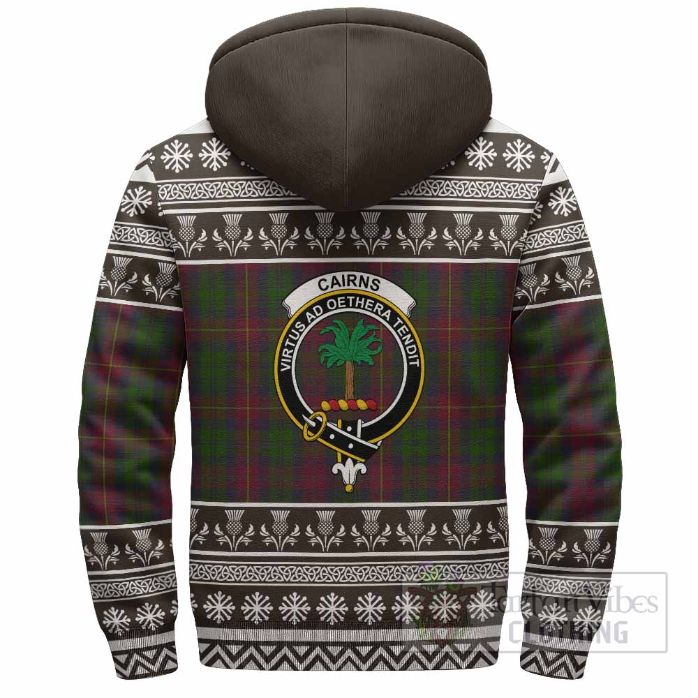 Cairns Clan Tartan Christmas Fleece Hoodie with Family Crest - Tartan Vibes Clothing