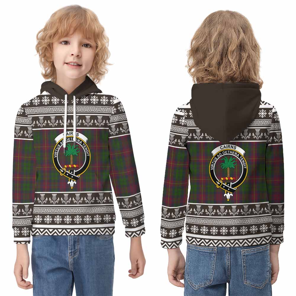 Cairns Clan Tartan Christmas Kid Hoodie with Family Crest - Tartan Vibes Clothing