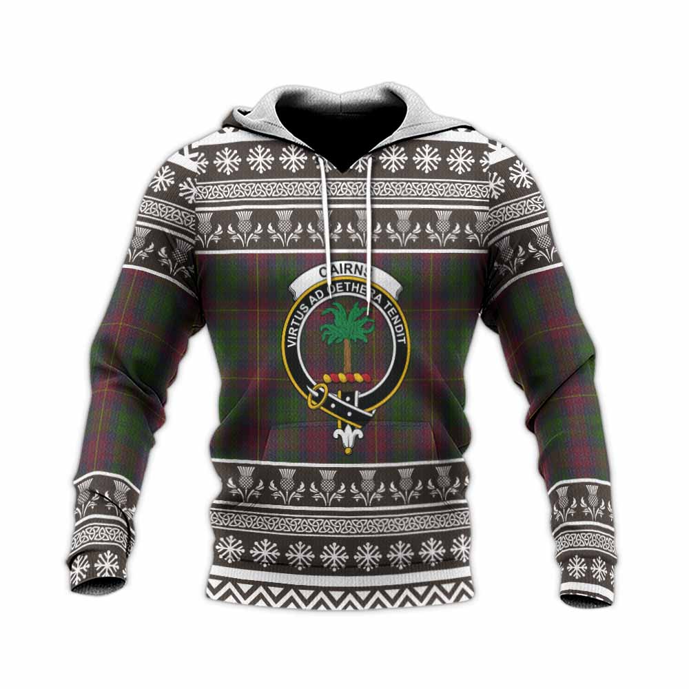 Cairns Clan Tartan Christmas Knitted Hoodie with Family Crest - Tartan Vibes Clothing