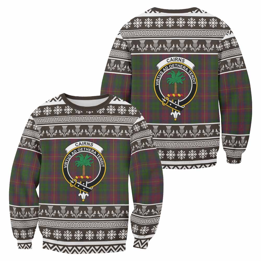 Cairns Clan Tartan Christmas Sweatshirt with Family Crest - Tartan Vibes Clothing