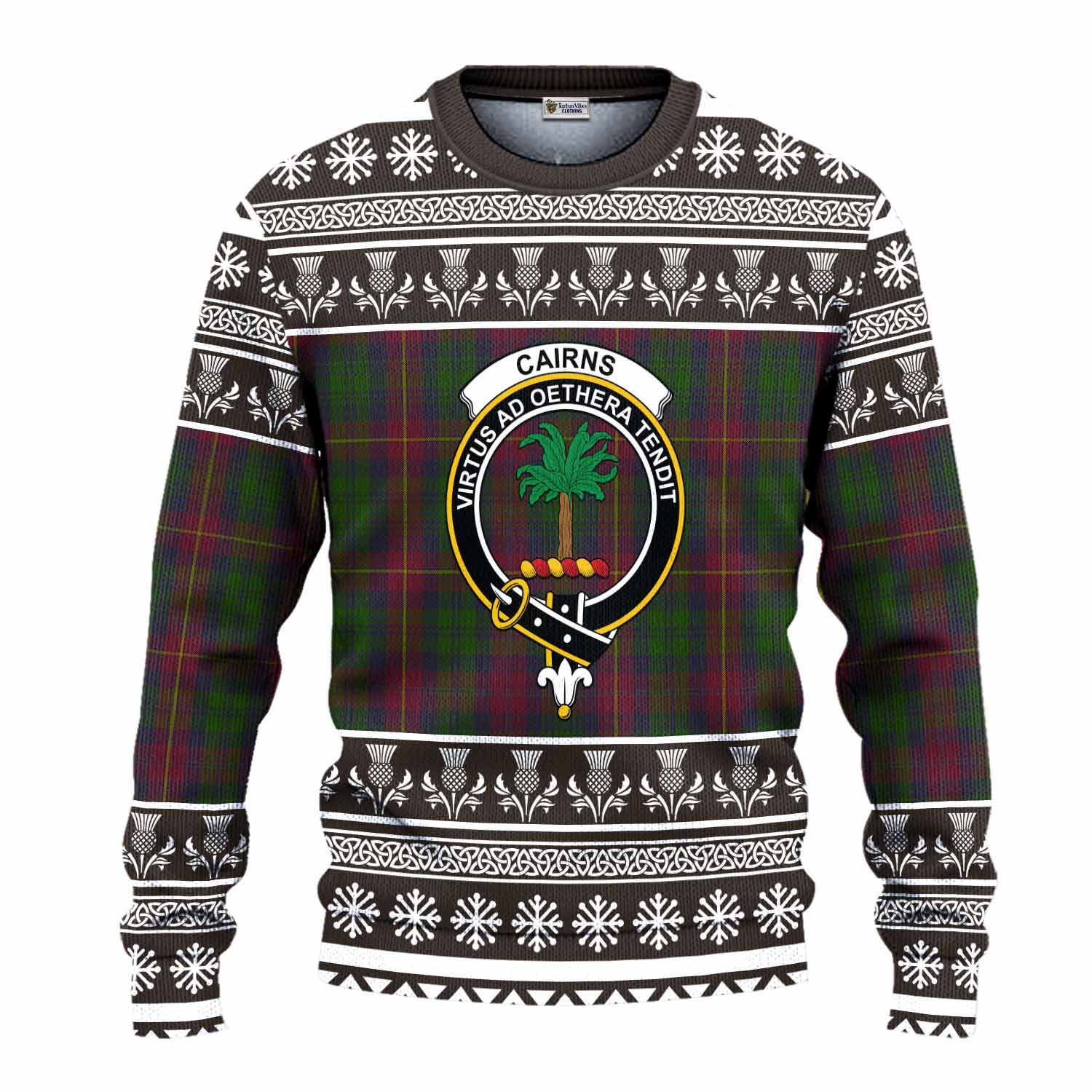 Cairns Clan Tartan Christmas Ugly Sweater with Family Crest - Tartan Vibes Clothing