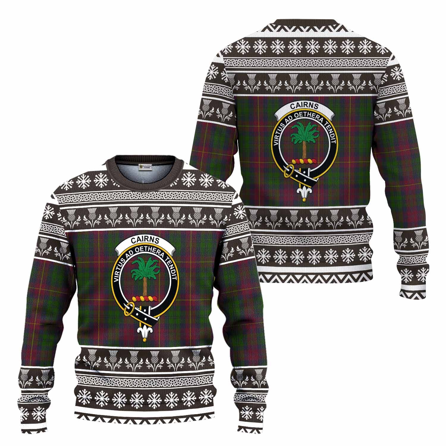 Cairns Clan Tartan Christmas Ugly Sweater with Family Crest - Tartan Vibes Clothing