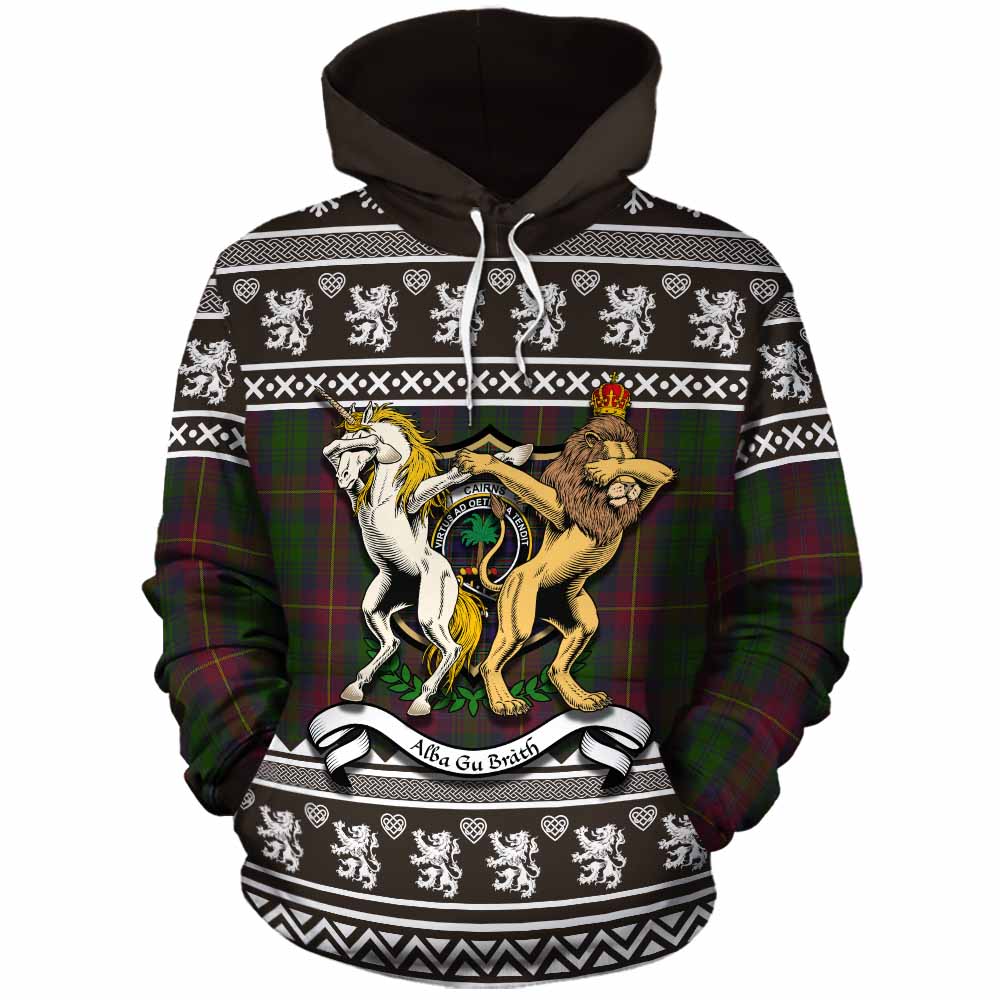 Cairns Clan Tartan Crest Christmas Cotton Hoodie Coat of Arms Funny Style - Tartan Vibes Clothing