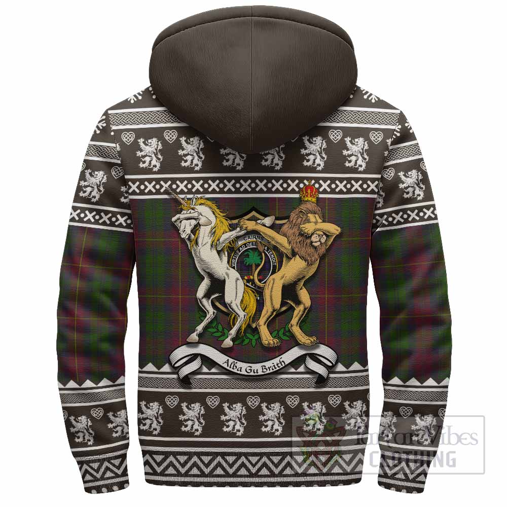 Cairns Clan Tartan Crest Christmas Fleece Hoodie Coat of Arms Funny Style - Tartan Vibes Clothing