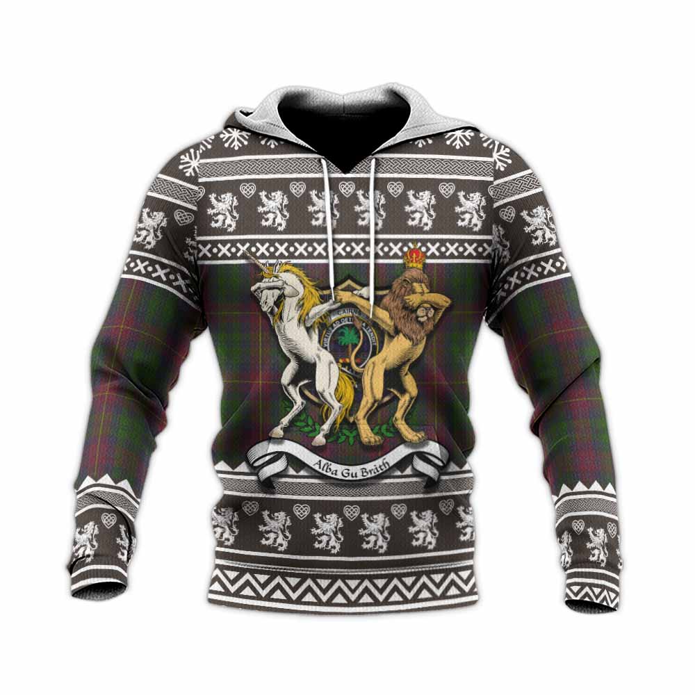 Cairns Clan Tartan Crest Christmas Knitted Hoodie Coat of Arms Funny Style - Tartan Vibes Clothing