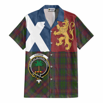 Cairns Crest Tartan Cotton Hawaiian Shirt with Lion Rampant Saltire Style - Tartan Vibes Clothing