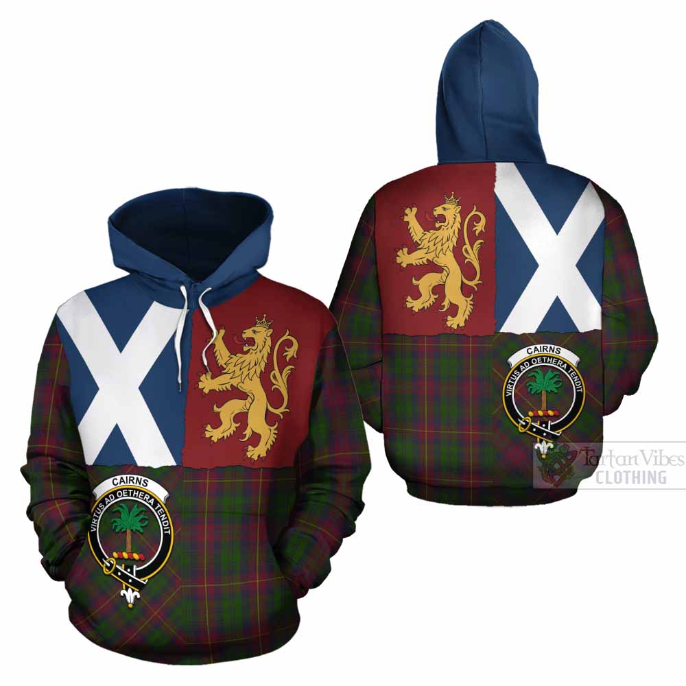 Cairns Crest Tartan Cotton Hoodie with Lion Rampant Saltire Style - Tartan Vibes Clothing